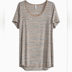 Tan and Gray Striped Short Sleeve Tee